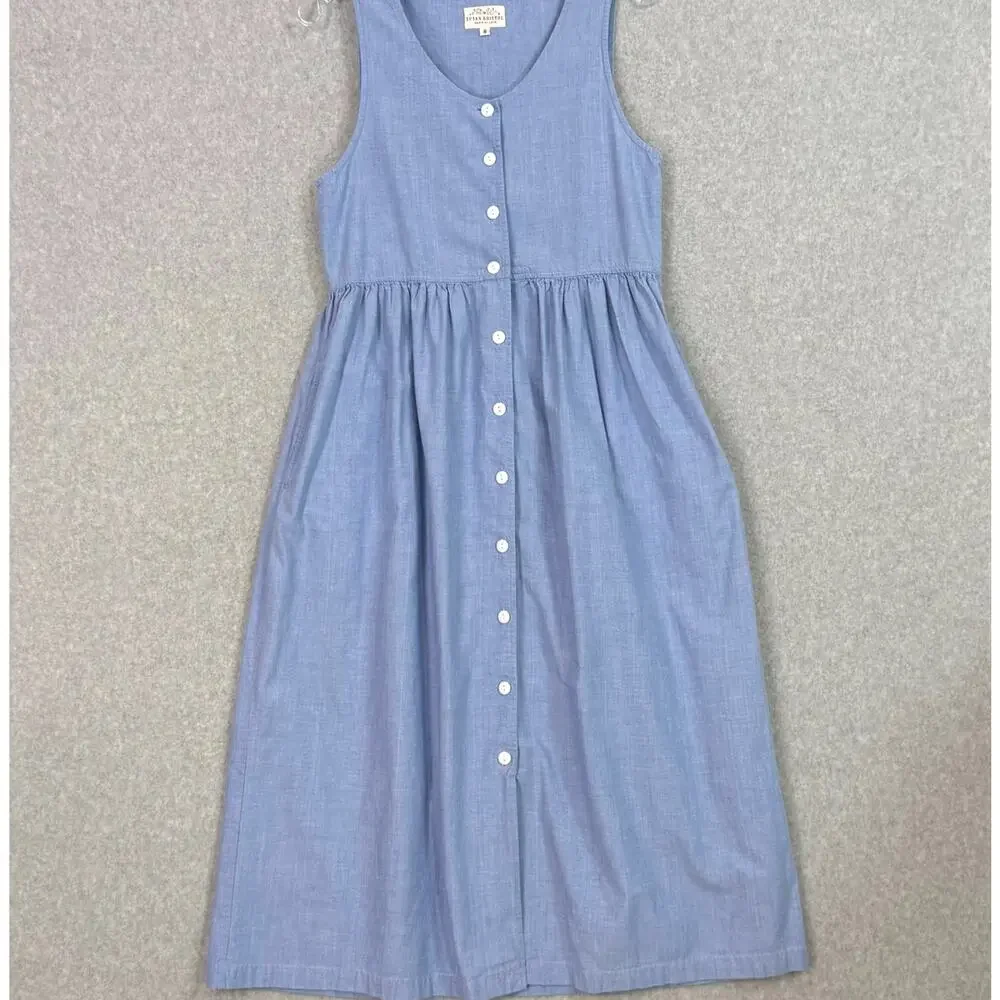 Vtg Susan Bristol Chambray Jumper Dress Size 6 Full Button Cottagecore Country - Picture 2 of 13